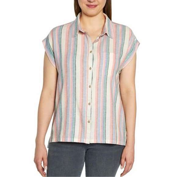 Orvis Tops - Orvis Women's Linen Blend Minimalist Short Sleeve Lightweight Top Shirt XL